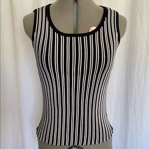 St. John Black and White Stripe Knit Tank, size M